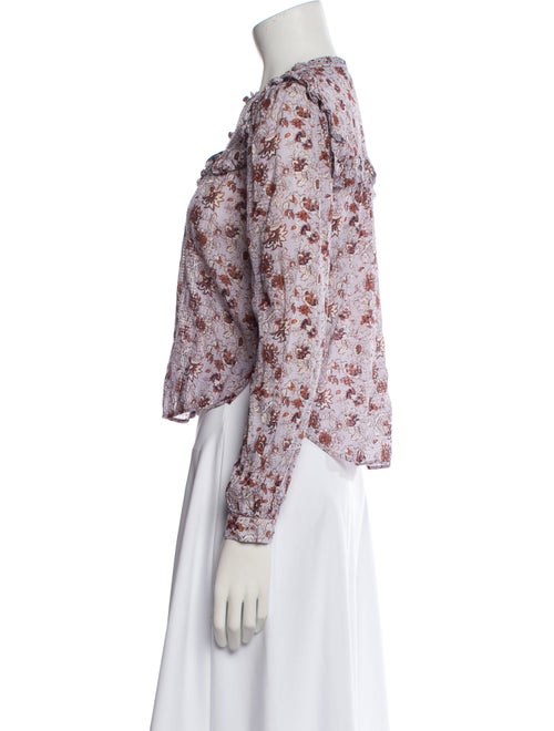 Veronica Beard Floral Print Crew Neck Blouse