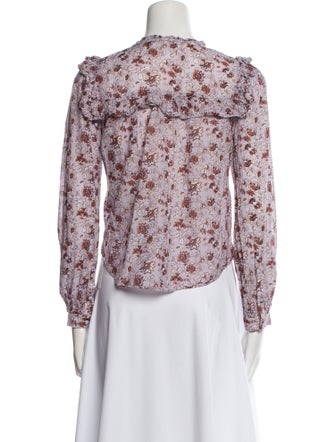 Veronica Beard Floral Print Crew Neck Blouse