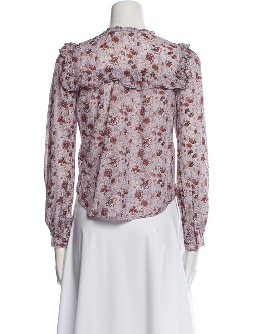 Veronica Beard Floral Print Crew Neck Blouse