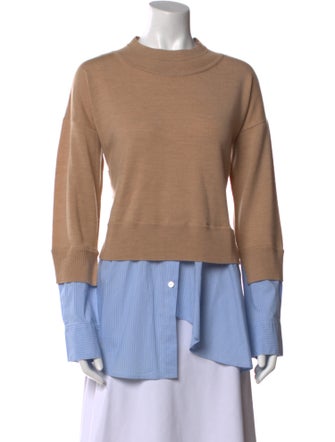 Veronica Beard Merino Wool Mock Neck Sweatshirt
