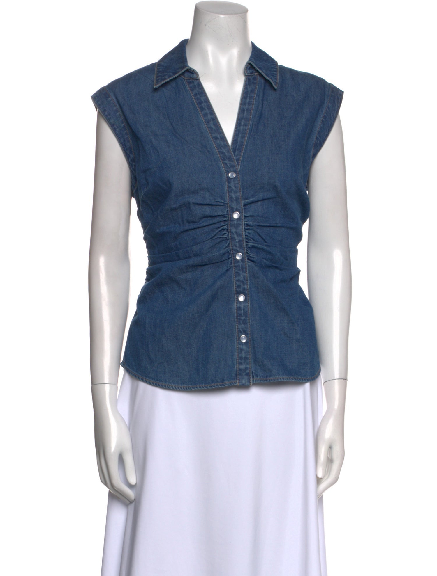 Veronica Beard V-Neck Short Sleeve Button-Up Top w/ Tags