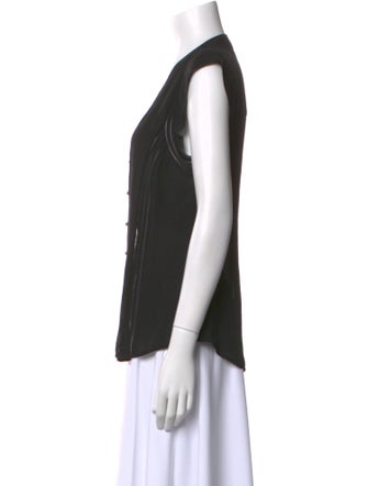 Veronica Beard Silk V-Neck Button-Up Top