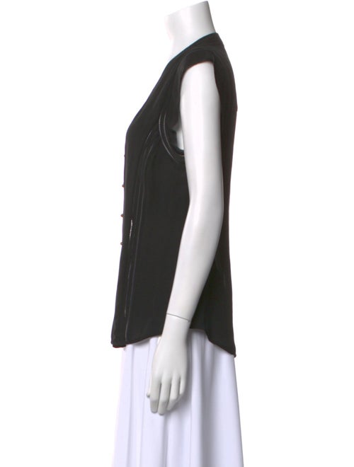 Veronica Beard Silk V-Neck Button-Up Top