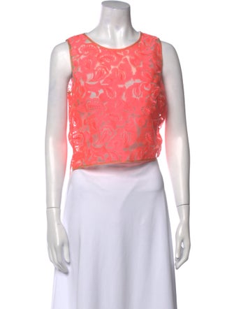 Veronica Beard Lace Pattern Scoop Neck Crop Top