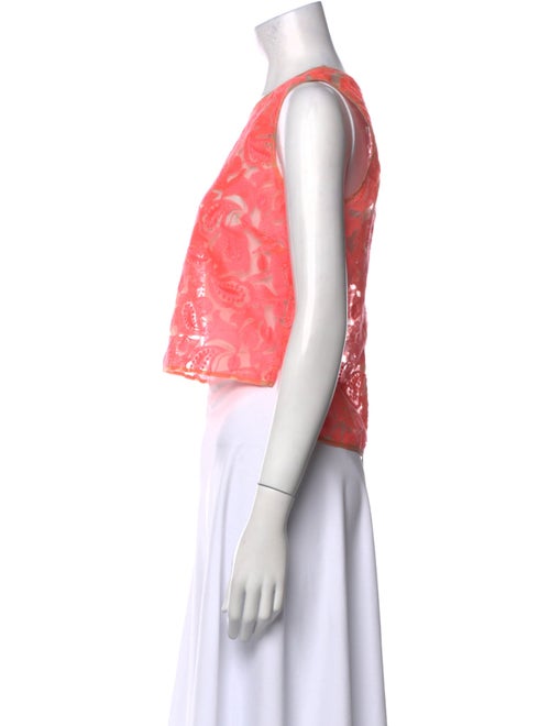 Veronica Beard Lace Pattern Scoop Neck Crop Top