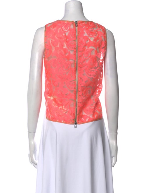 Veronica Beard Lace Pattern Scoop Neck Crop Top