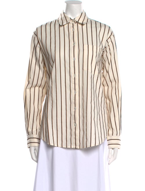 Veronica Beard Striped Long Sleeve Button-Up Top