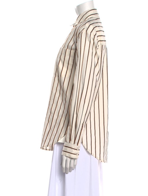 Veronica Beard Striped Long Sleeve Button-Up Top
