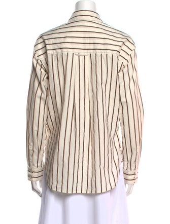 Veronica Beard Striped Long Sleeve Button-Up Top