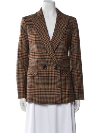 Veronica Beard Virgin Wool Plaid Print Blazer