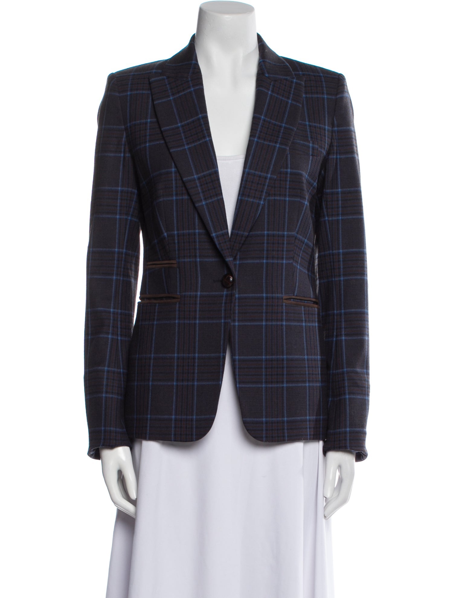 Veronica Beard Plaid Print Blazer
