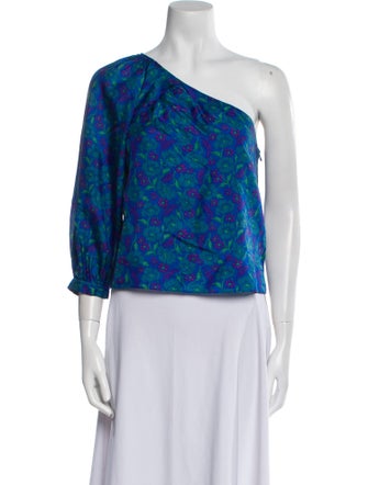 Veronica Beard Silk Floral Print Crop Top