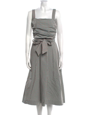 Veronica Beard Plaid Print Midi Length Dress