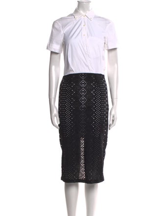 Veronica Beard Colorblock Pattern Midi Length Dress