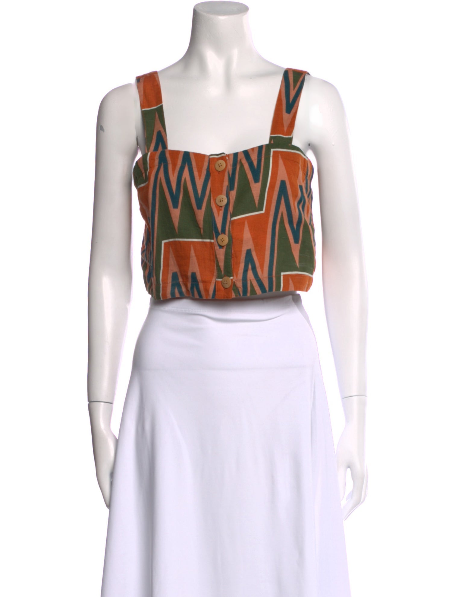 Veronica Beard Linen Printed Crop Top