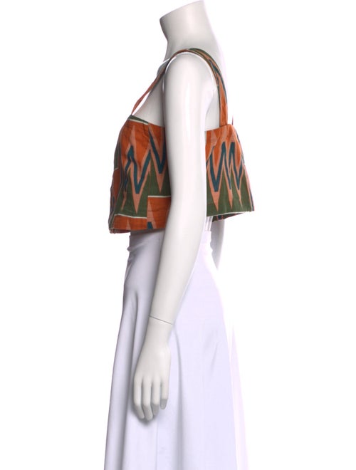 Veronica Beard Linen Printed Crop Top