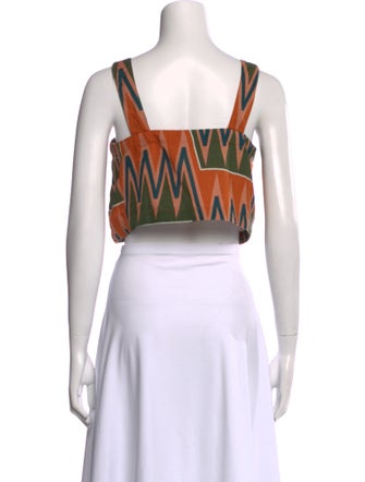 Veronica Beard Linen Printed Crop Top
