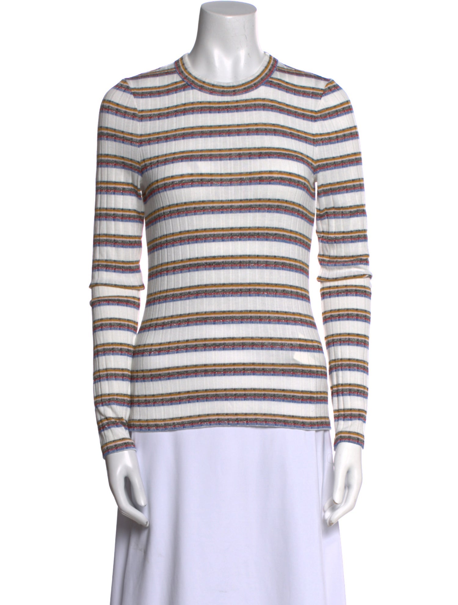 Veronica Beard Striped Crew Neck Top