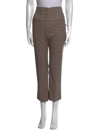 Veronica Beard Plaid Print Straight Leg Pants
