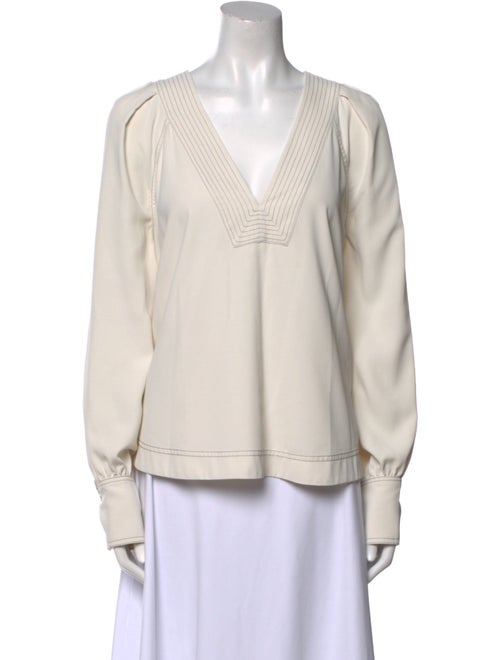 Veronica Beard V-Neck Long Sleeve Polo