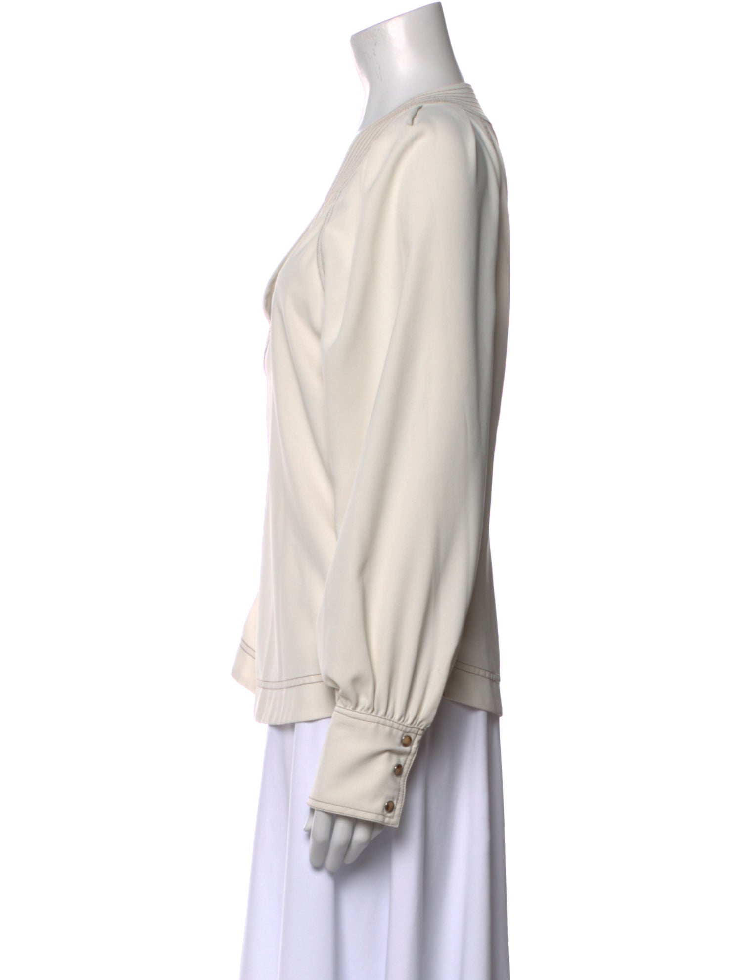 Veronica Beard V-Neck Long Sleeve Polo