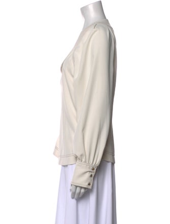 Veronica Beard V-Neck Long Sleeve Polo