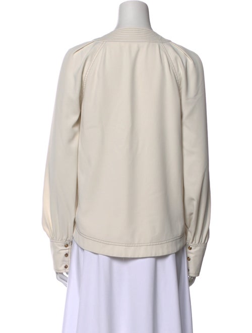 Veronica Beard V-Neck Long Sleeve Polo