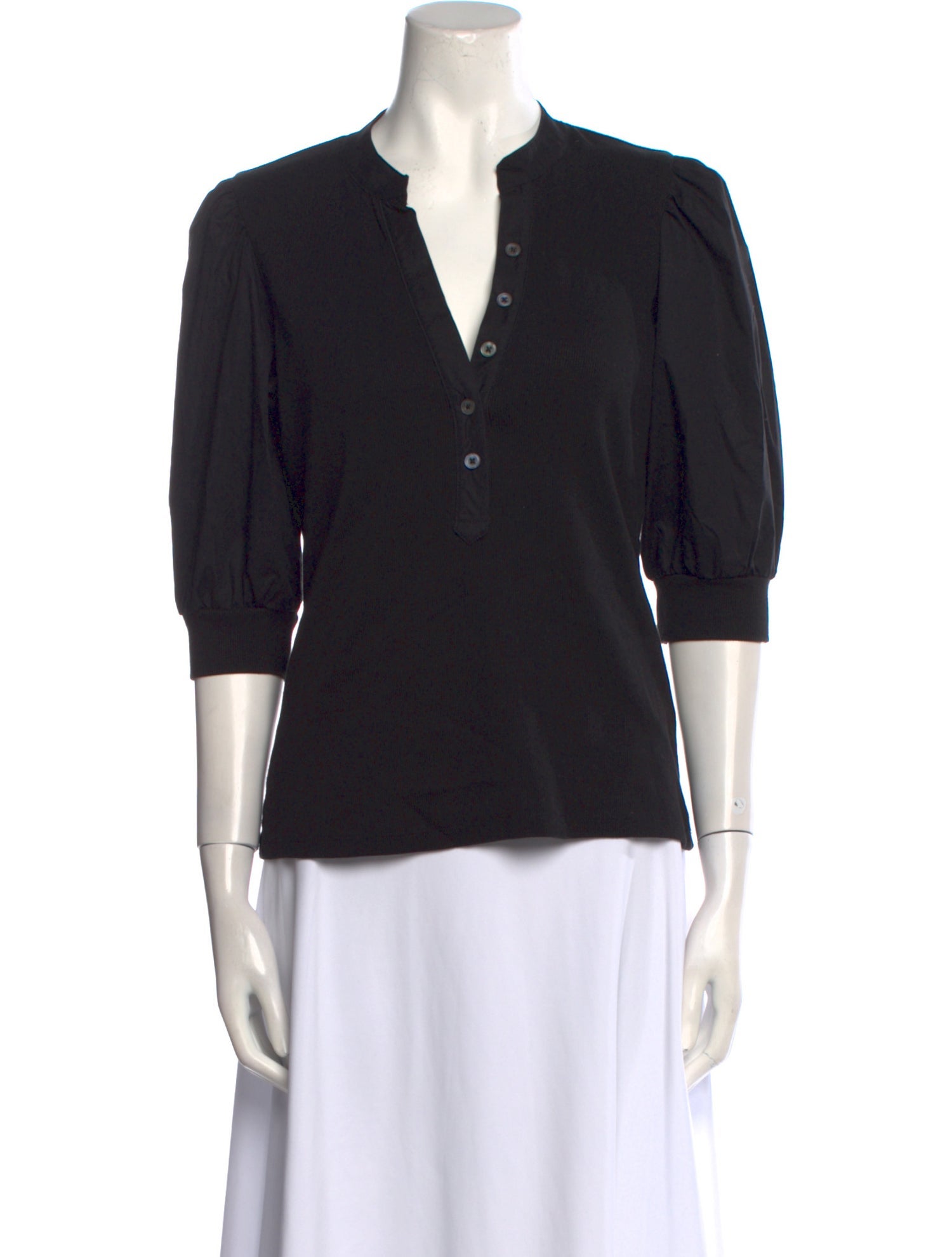 Veronica Beard V-Neck Three-Quarter Sleeve Polo