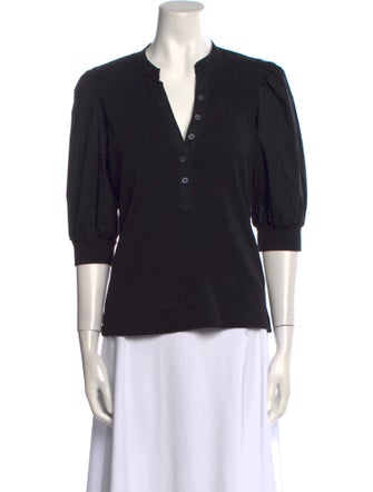 Veronica Beard V-Neck Three-Quarter Sleeve Polo