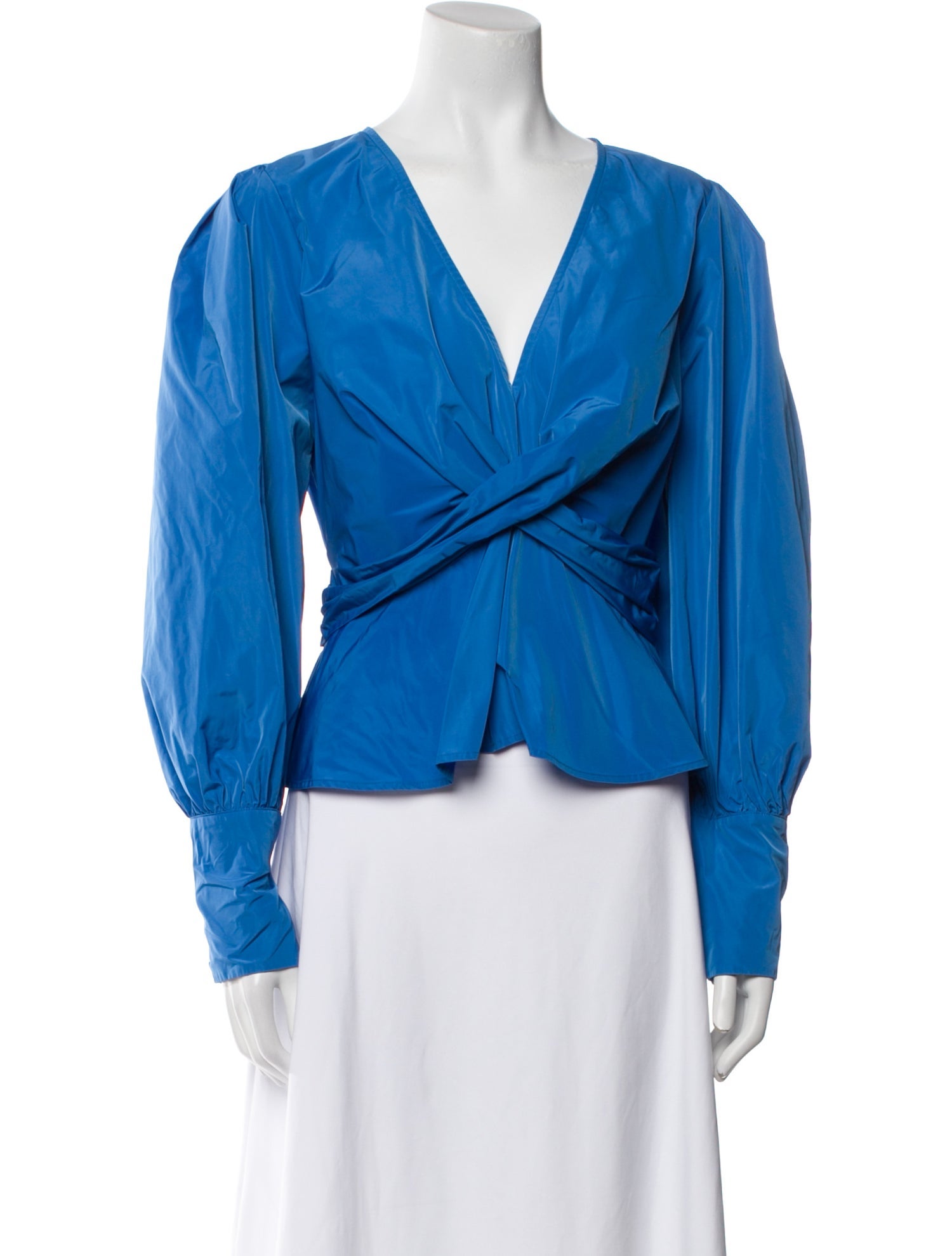 Veronica Beard V-Neck Long Sleeve Crop Top