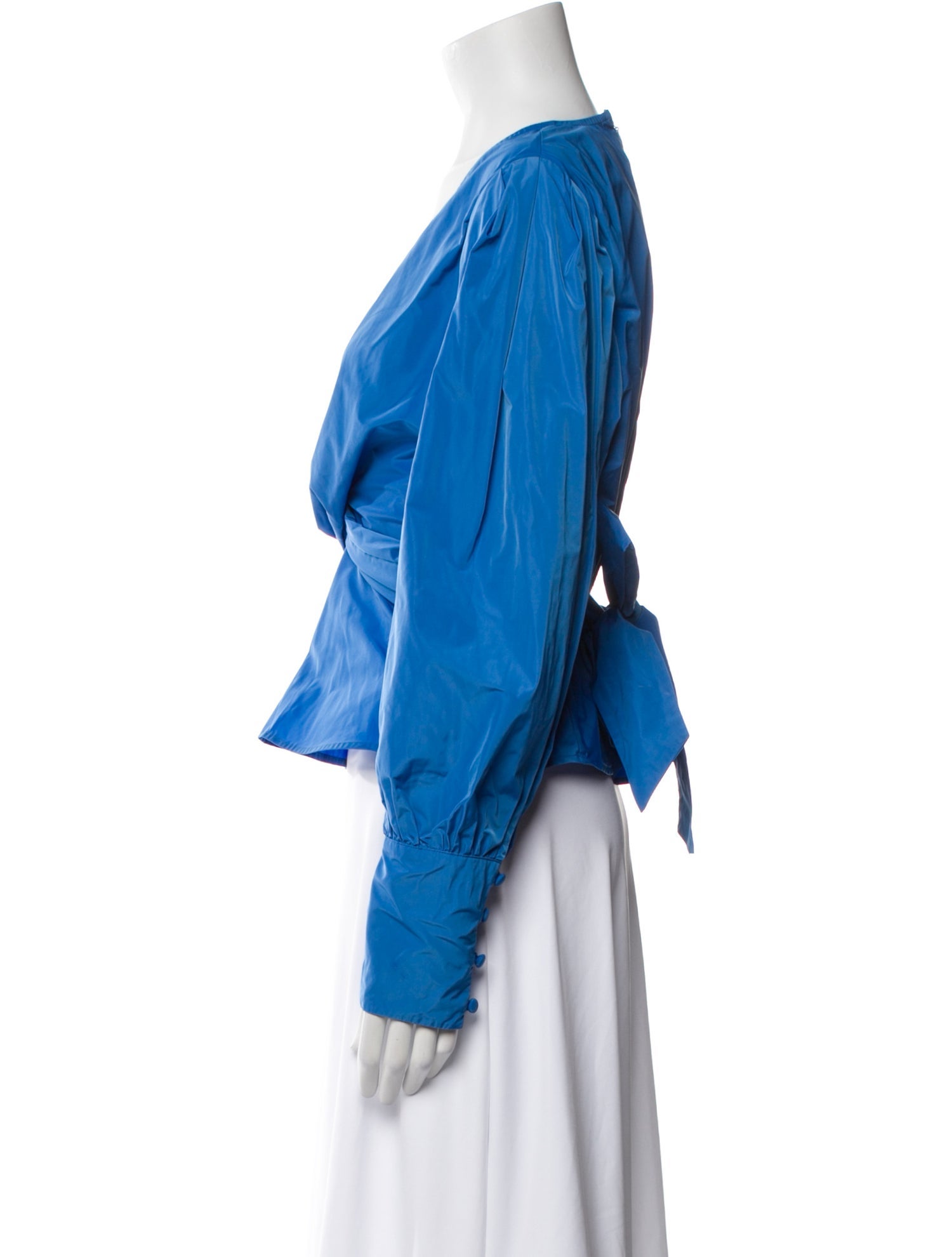 Veronica Beard V-Neck Long Sleeve Crop Top