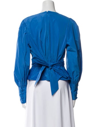 Veronica Beard V-Neck Long Sleeve Crop Top