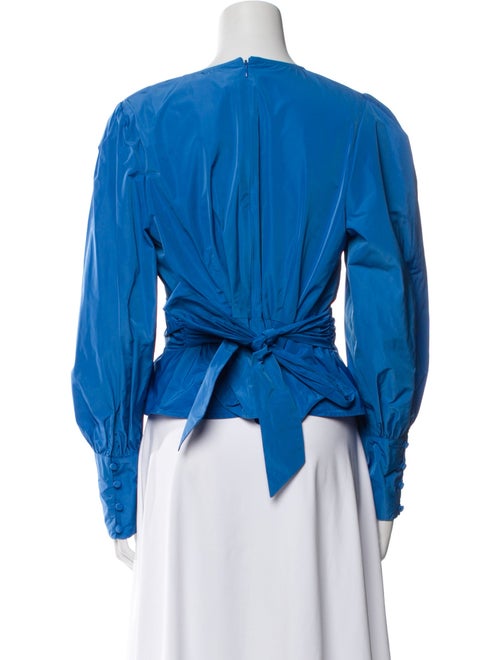 Veronica Beard V-Neck Long Sleeve Crop Top