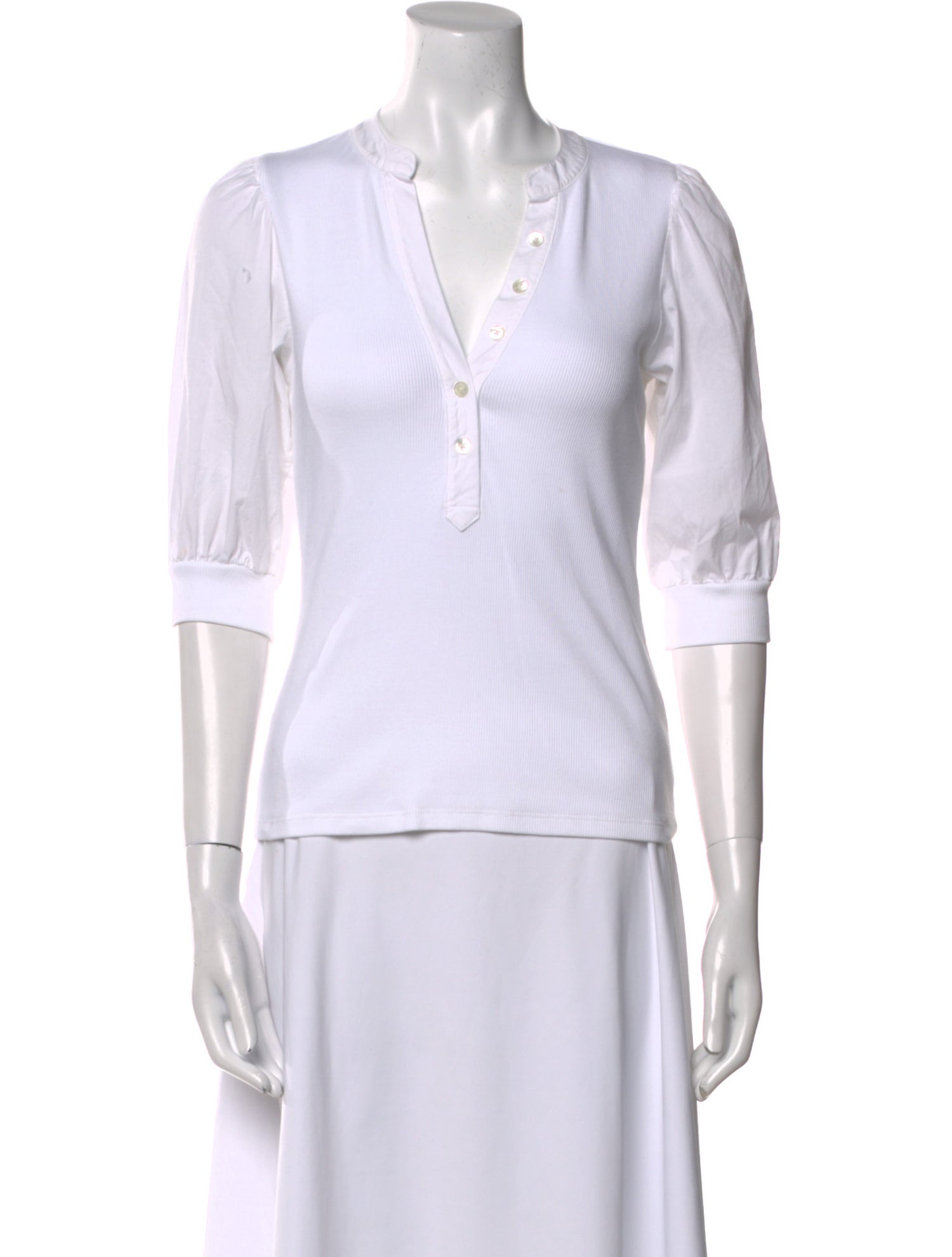 Veronica Beard V-Neck Three-Quarter Sleeve Polo