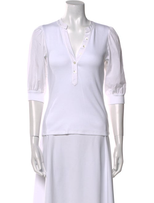 Veronica Beard V-Neck Three-Quarter Sleeve Polo