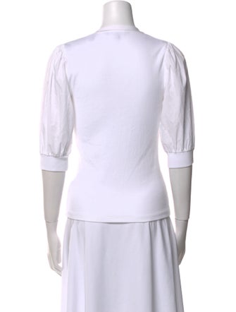 Veronica Beard V-Neck Three-Quarter Sleeve Polo