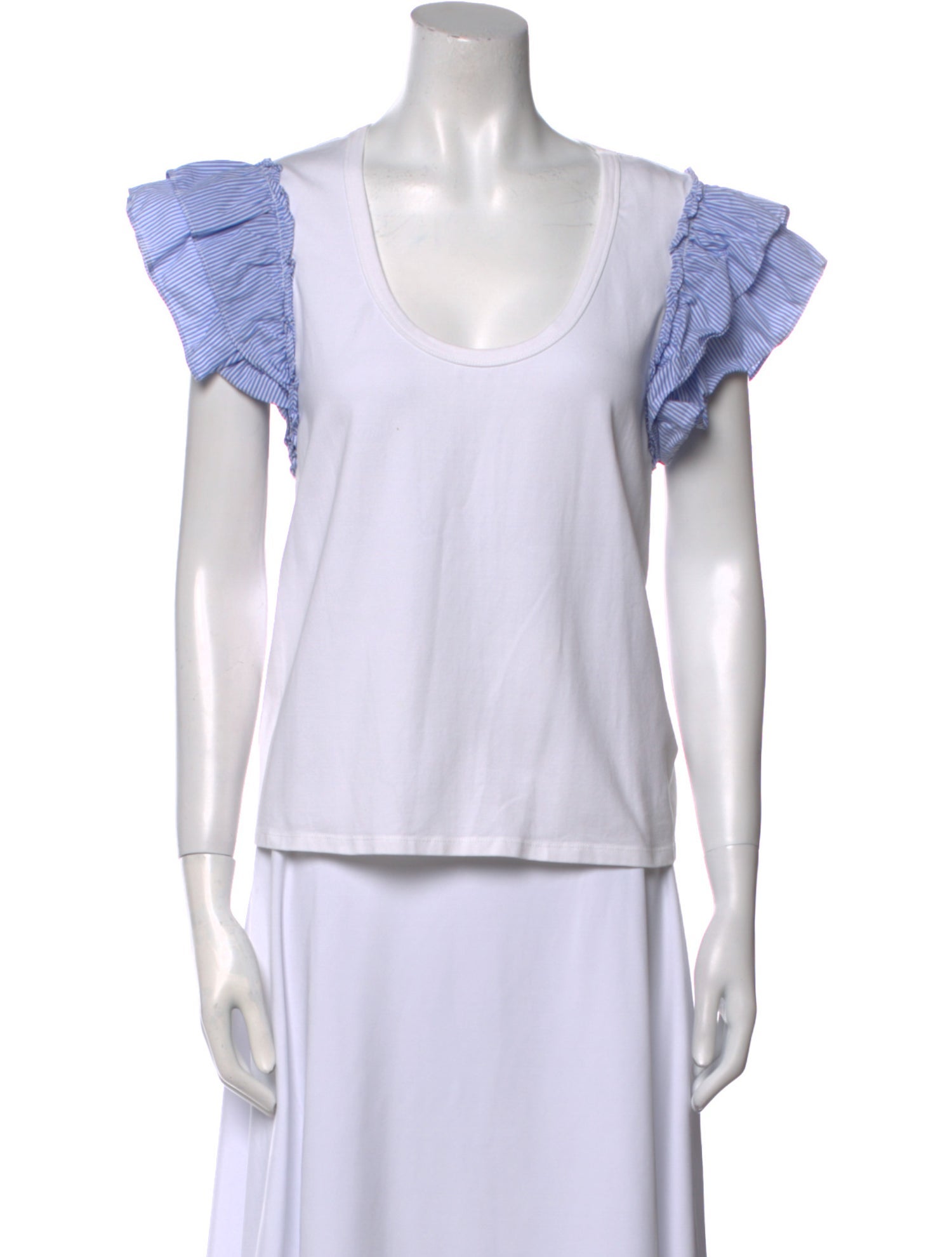 Veronica Beard Scoop Neck Short Sleeve Crop Top