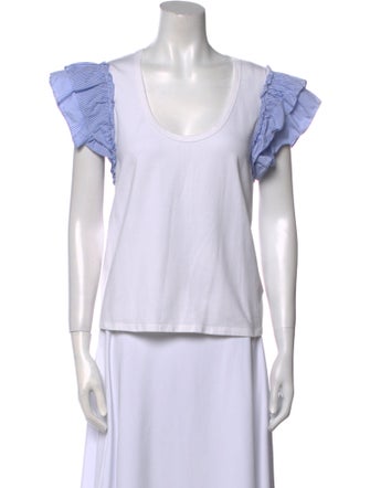 Veronica Beard Scoop Neck Short Sleeve Crop Top