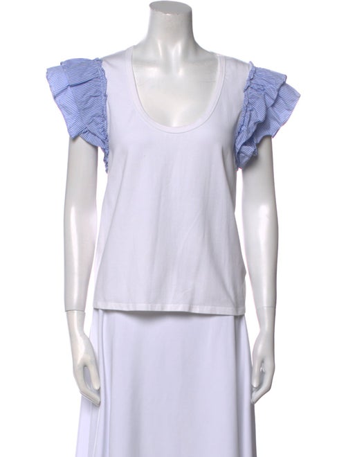 Veronica Beard Scoop Neck Short Sleeve Crop Top