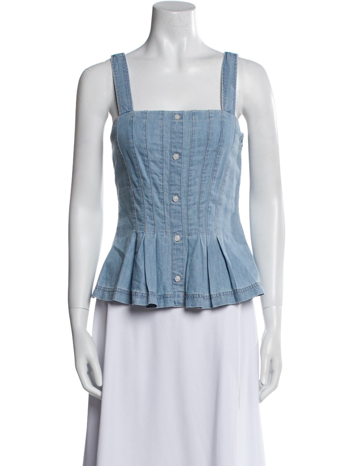 Veronica Beard Square Neckline Sleeveless Top