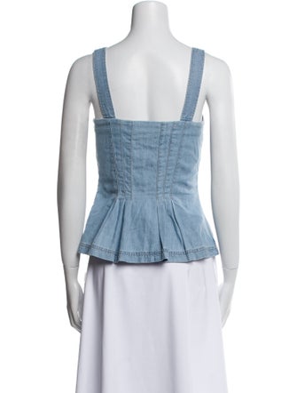 Veronica Beard Square Neckline Sleeveless Top