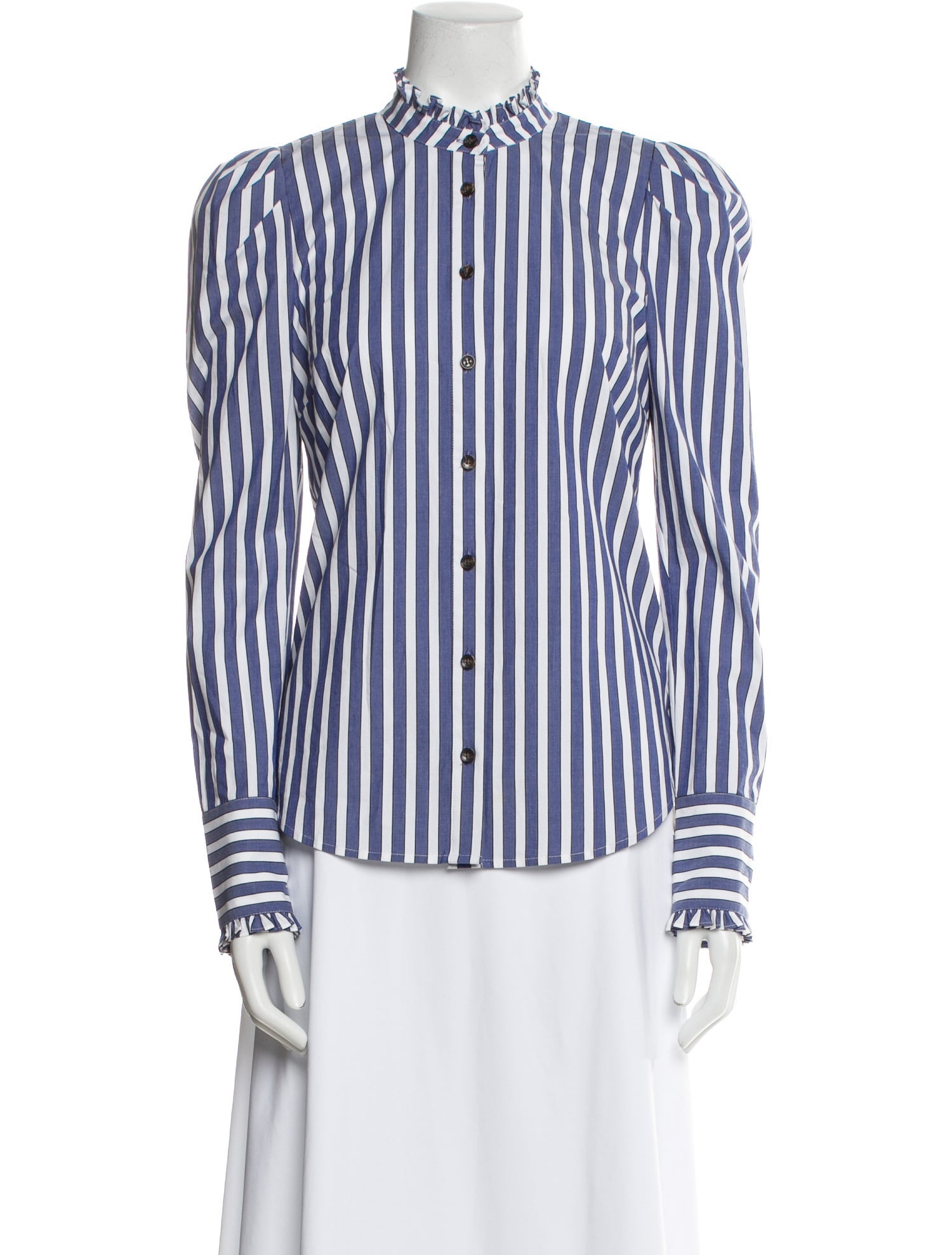 Veronica Beard Striped Long Sleeve Button-Up Top w/ Tags