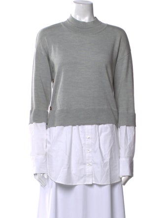 Veronica Beard Merino Wool Mock Neck Sweatshirt