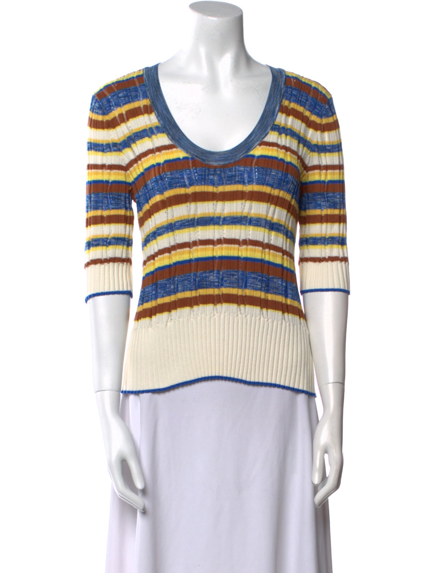 Veronica Beard Striped Scoop Neck T-Shirt