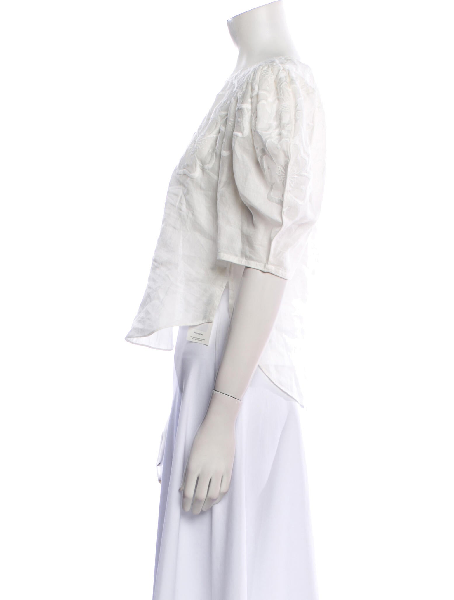 Veronica Beard Crew Neck Three-Quarter Sleeve Crop Top