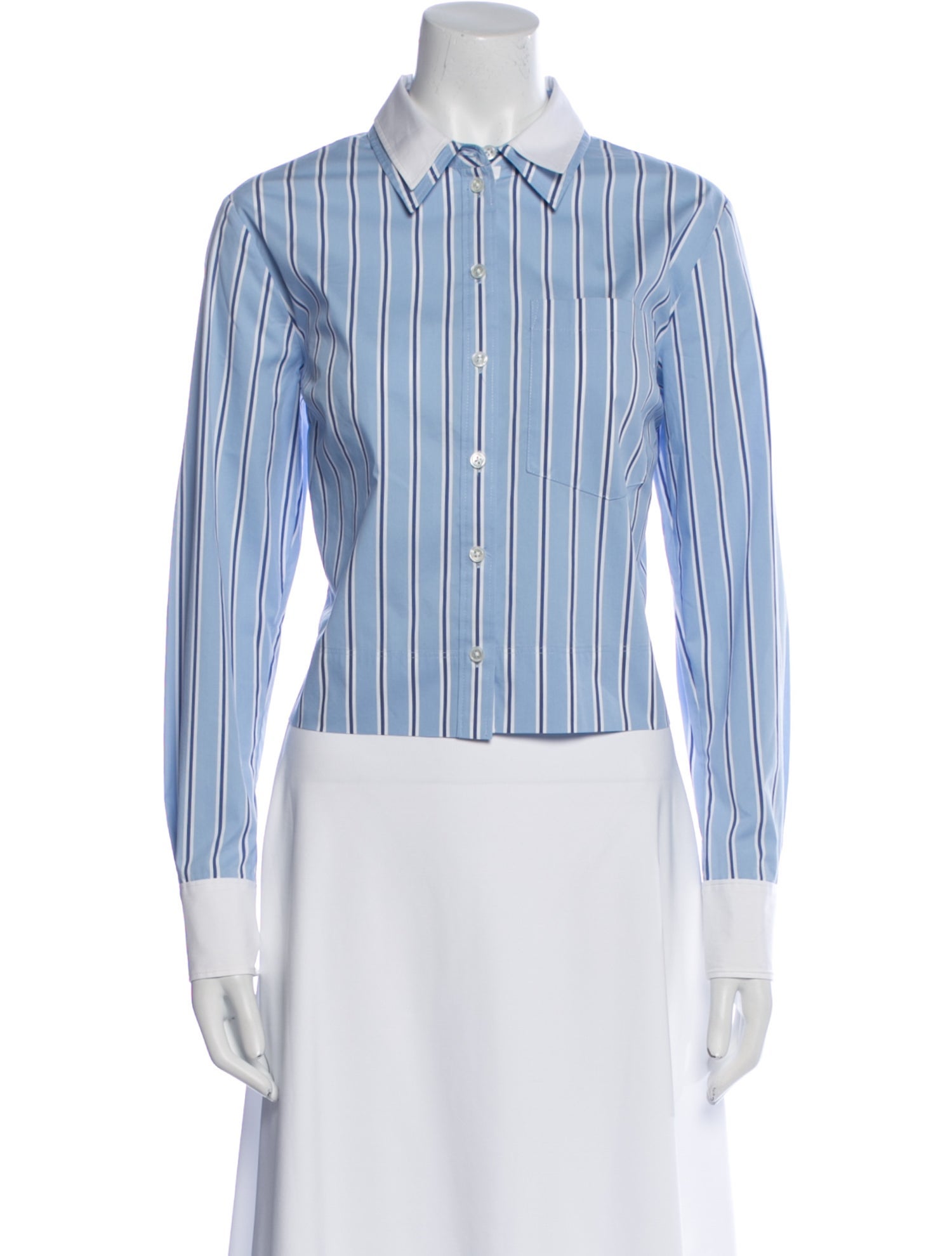 Veronica Beard Striped Long Sleeve Button-Up Top