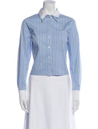 Veronica Beard Striped Long Sleeve Button-Up Top