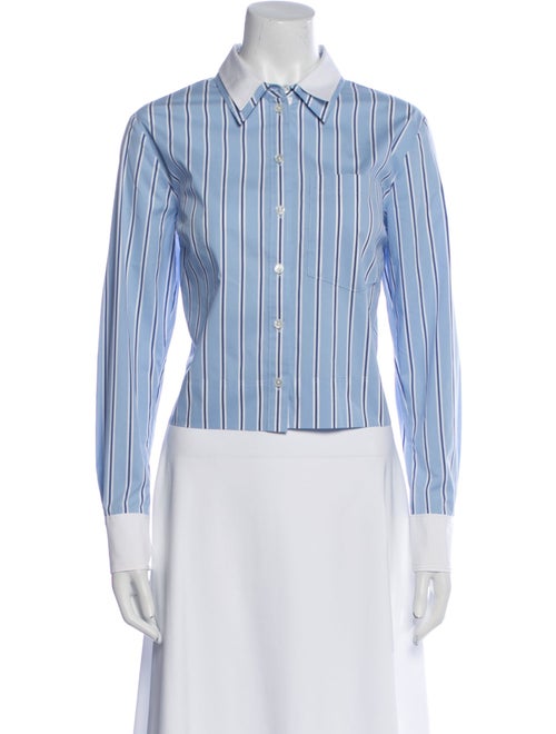 Veronica Beard Striped Long Sleeve Button-Up Top