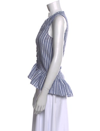 Veronica Beard Striped V-Neck Crop Top