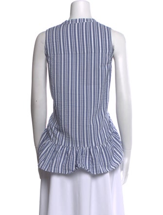 Veronica Beard Striped V-Neck Crop Top